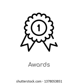 awards vector line icon. Simple element illustration. awards outline icon from sports and competition concept. Can be used for web and mobile
