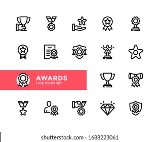 Premia iconos de línea vectorial. Conjunto simple de símbolos de esquema, elementos de diseño gráfico. Iconos de línea