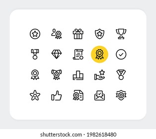 Awards vector line icons. Simple outline symbols. Vector awards icons set