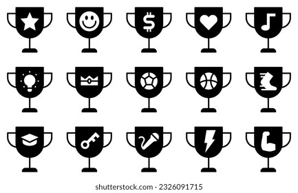 Juego de vectores de premios, estilo de dibujos animados simples de premios, conjunto de iconos de premios.