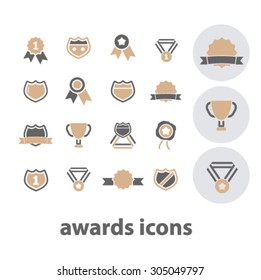 awards, victory, trophy flat icons, signs, illustration concept, vector