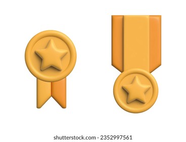 Awards web icons in 3D style. Winner, medal, trophy, server, reward, certificate, collection. 3D Vector illustration.
