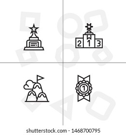 Awards, winning, victory, trophy and rewards outline lineal icon set EPS 10 vector, transparent background.