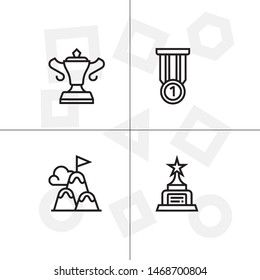 Awards, winning, victory, trophy and rewards outline lineal icon set EPS 10 vector, transparent background.