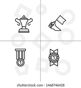 Awards, winning, victory, trophy and rewards outline lineal icon set EPS 10 vector, transparent background.