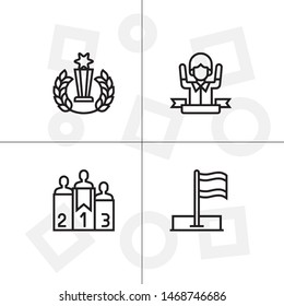 Awards, winning, victory, trophy and rewards outline lineal icon set EPS 10 vector, transparent background.