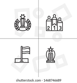 Awards, winning, victory, trophy and rewards outline lineal icon set EPS 10 vector, transparent background.