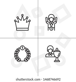 Awards, winning, victory, trophy and rewards outline lineal icon set EPS 10 vector, transparent background.
