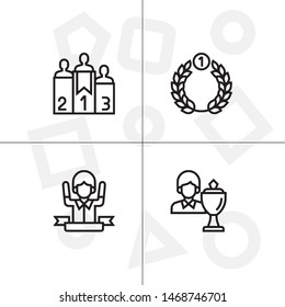 Awards, winning, victory, trophy and rewards outline lineal icon set EPS 10 vector, transparent background.