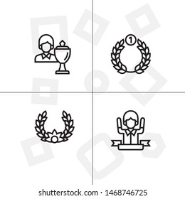 Awards, winning, victory, trophy and rewards outline lineal icon set EPS 10 vector, transparent background.