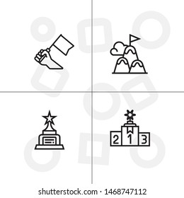Awards, winning, victory, trophy and rewards outline lineal icon set EPS 10 vector, transparent background.