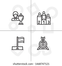 Awards, winning, victory, trophy and rewards outline lineal icon set EPS 10 vector, transparent background.