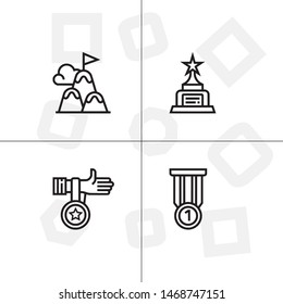 Awards, winning, victory, trophy and rewards outline lineal icon set EPS 10 vector, transparent background.