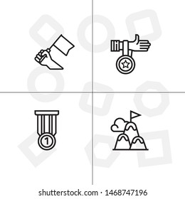 Awards, winning, victory, trophy and rewards outline lineal icon set EPS 10 vector, transparent background.