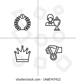 Awards, winning, victory, trophy and rewards outline lineal icon set EPS 10 vector, transparent background.