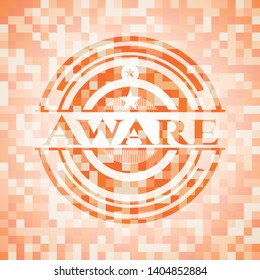 Aware abstract orange mosaic emblem