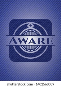 Aware badge with denim background. Vector Illustration. Detailed.