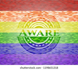 Aware on mosaic background with the colors of the LGBT flag