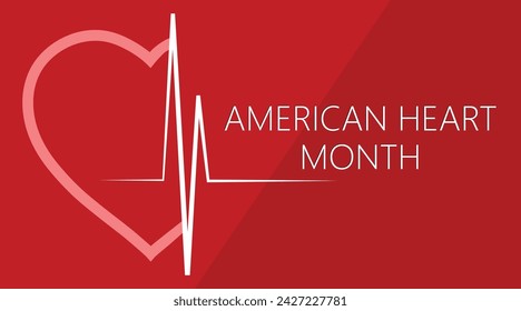 Awareness banner for American Heart Month with cardiogram