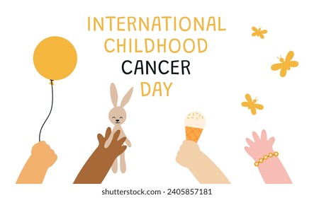 Awareness banner for International Childhood Cancer Day with chi