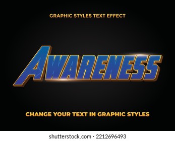 AWARENESS BLUE AND GOLD GRADIENT EDITABLE TEXT EFFECT