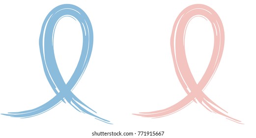 Awareness Blue and Pink Ribbon. Prostate Cancer and Breast Cancer Day. Vector Icon.