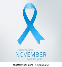 Awareness Blue Ribbon. World Prostate Cancer Day concept. Vector Illustration. Men healthcare concept