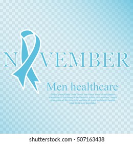 Awareness Blue Ribbon. World Prostate Cancer Day concept. Vector Illustration. Men healthcare concept