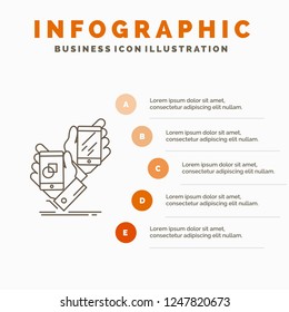 Awareness, brand, package, placement, product Infographics Template for Website and Presentation. Line Gray icon with Orange infographic style vector illustration