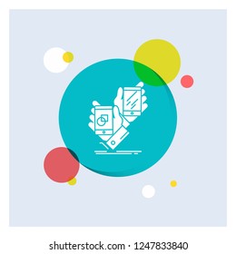 Awareness, brand, package, placement, product White Glyph Icon colorful Circle Background