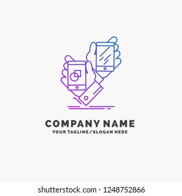 Awareness, brand, package, placement, product Purple Business Logo Template. Place for Tagline