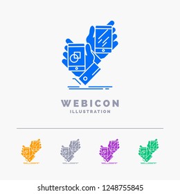 Awareness, brand, package, placement, product 5 Color Glyph Web Icon Template isolated on white. Vector illustration