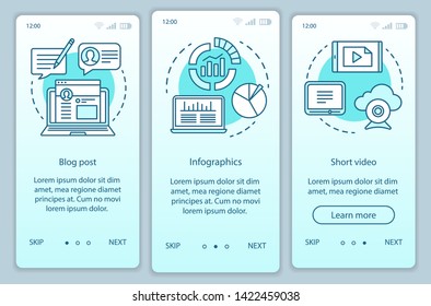 Awareness content turquoise gradient onboarding mobile app page screen vector template. Infographics walkthrough website steps with linear illustrations. UX, UI, GUI smartphone interface concept