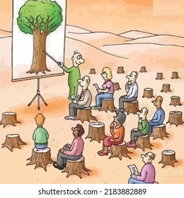 Awareness of cutting trees for future generation Teaching with board - Powered by Shutterstock - Get 15% off with code: PIKWIZARD15