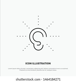 Awareness, Ear, Hear, Hearing, Listen Line Icon Vector. Vector Icon Template background