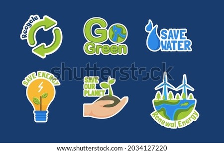 Awareness Earthday Sticker Collection vector 