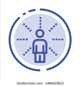 Awareness, Feel, Human, Perception, Sense Blue Dotted Line Line Icon. Vector Icon Template background