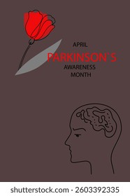 Parkinson’s Awareness Month banner. World Parkinson’s disease day poster. line art doodle hand drawn Vector Illustration.	
