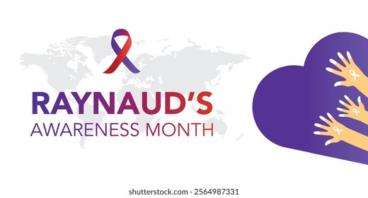 Raynaud’s Awareness Month is observed every year on October. Medical Healthcare Awareness concept. background, placard, banner template Vector illustration design.