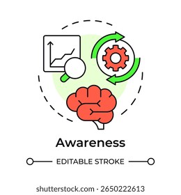 Awareness multi color concept icon. Recognizing need for change. Information about organizational shifts. ADKAR model. Round shape line illustration. Abstract idea. Graphic design. Easy to use