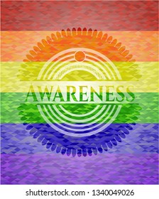 Awareness on mosaic background with the colors of the LGBT flag