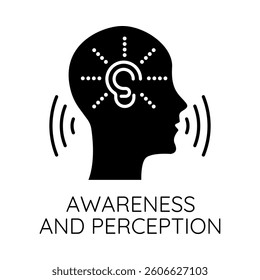 Awareness and Perception – Head with Sensor Waves Representing Cognitive Alertness