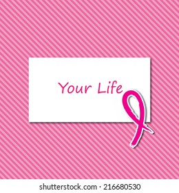 Awareness Pink Ribbon Invitations, Blank Gift Tag