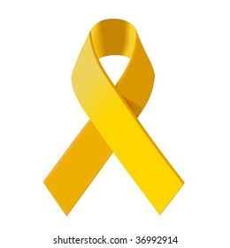 Yellow Awareness Ribbon On White Background Stock Vector (Royalty Free ...