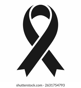 Awareness ribbon black icon on white background.