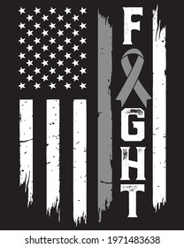 Awareness Ribbon - Brain Cancer awareness American Distressed Flag vector