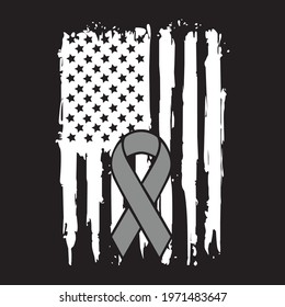Awareness Ribbon - Brain Cancer awareness American Distressed Flag vector