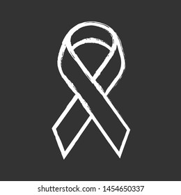 Awareness ribbon chalk icon. Public awareness to disability, medical conditions and health. Support fight against problem. Short piece ribbon folded in loop. Isolated vector chalkboard illustration