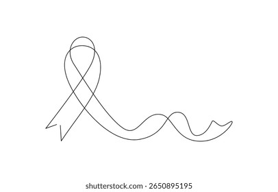 Awareness Ribbon in Continuous Line Art, National cancer awareness day design continuous line art