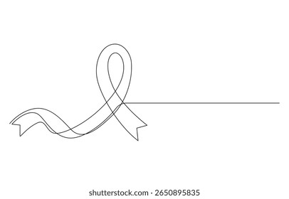 Awareness Ribbon in Continuous Line Art, National cancer awareness day design continuous line art